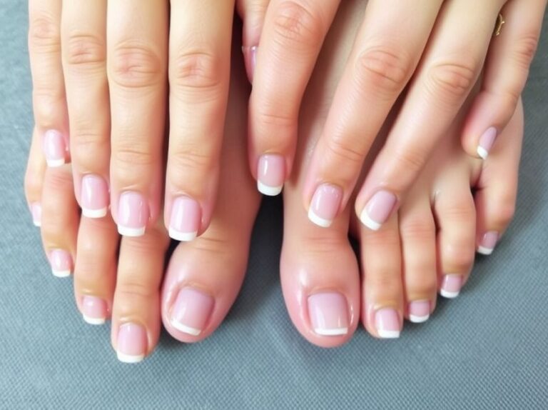 French Mani and Pedi at Gateway Nail Spa – classic white tips on hands and feet