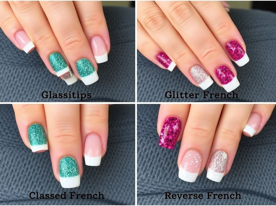 French Mani & Pedi variations at Gateway Nail Spa including classic, glitter, and colored tips