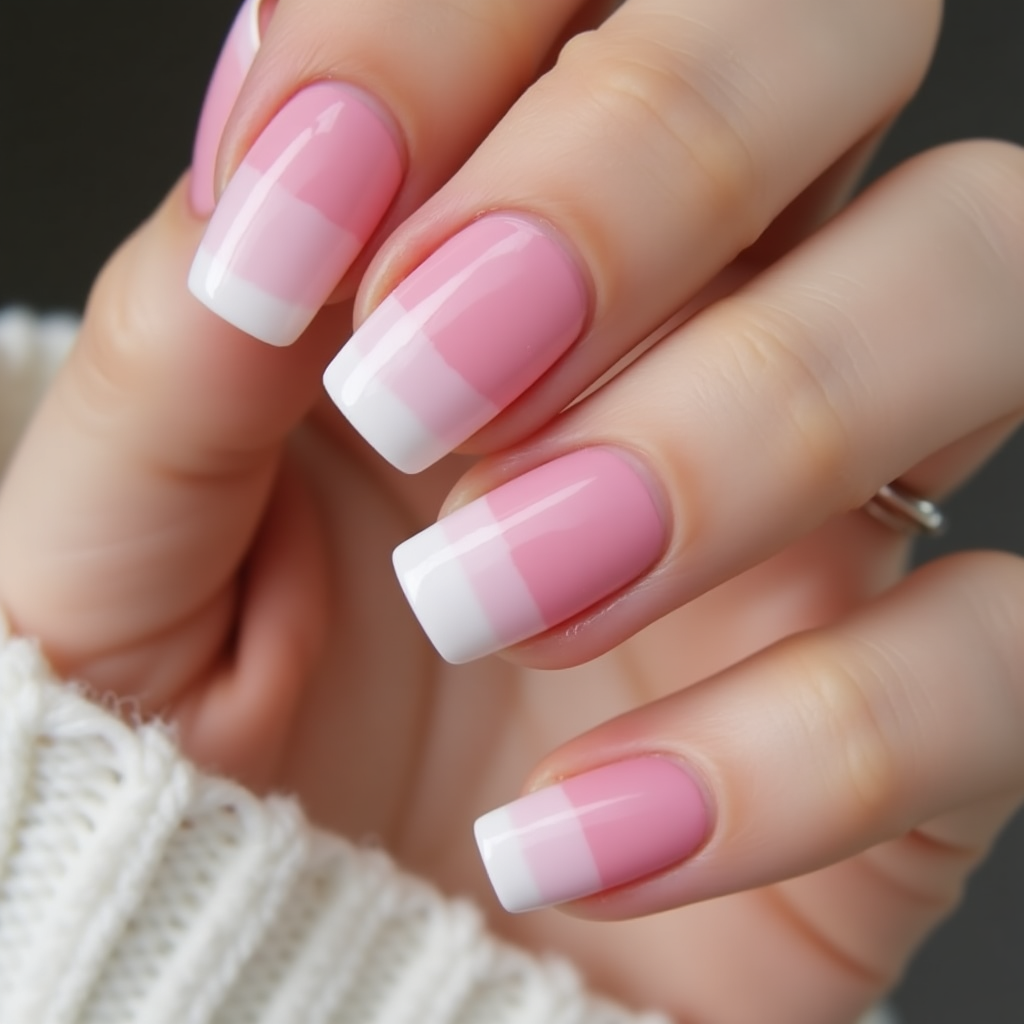 pink and white gel nails at Gateway Nail Salon Wayne