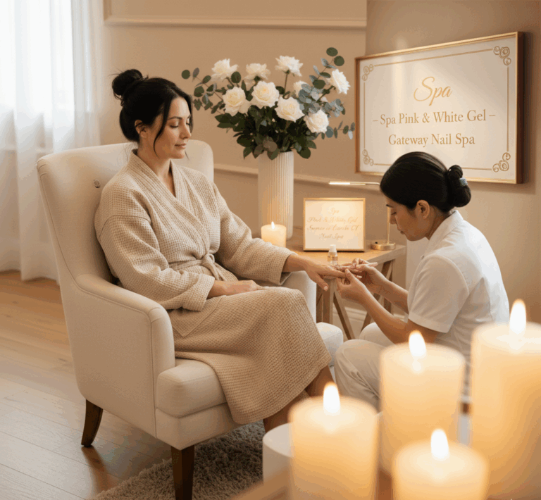 Relaxing Spa Pink and White Gel nails – Gateway Nail Spa