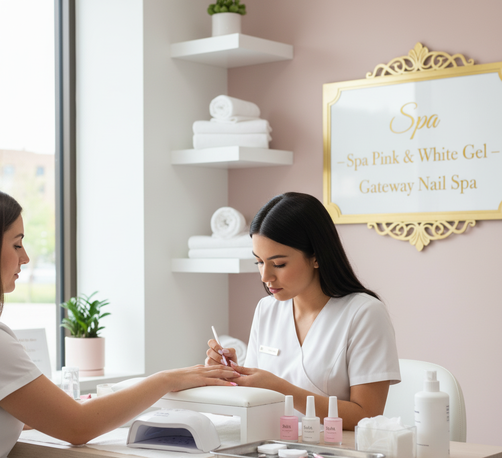 Spa Pink and White Gel – Gateway Nail Salon Wayne