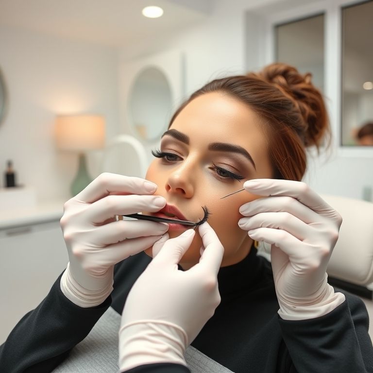 technician applying individual lashes gatewaynailspa